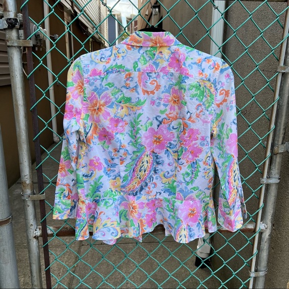 Ralph Lauren Paisley Peplum Floral Shirt M - Picture 4 of 12